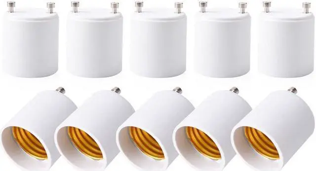 Main image of GU24 to E26 E27 Adapter 10 Pack Heat Resistant Up to 200? Fire Resistant Converts GU24 Pin Base Fixture to E26 E27 Standard Screw-in Socket