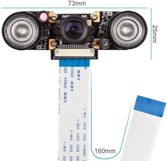 Alt view image 3 of 7 - Camera Module for Raspberry Pi 4 with 5MP 1080p OV5647 Video Webcam Supports Night Vision Compatible with Raspberry Pi 3 B+ / 3B / 2 Model B B+