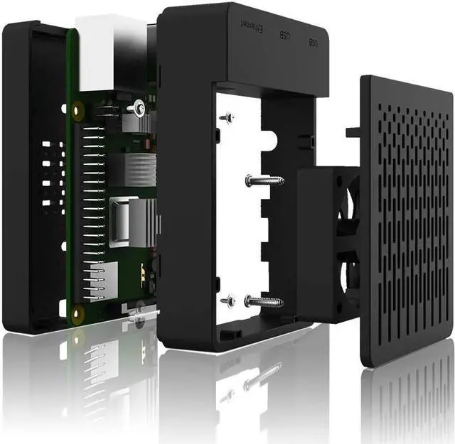 Alt view image 2 of 7 - Raspberry Pi 4 Case Raspberry Pi 4 Fan ABS Case with Cooling Fan / Raspberry Pi 4 Heatsink Simple Removable Top Cover for Pi 4 Model B / 4B
