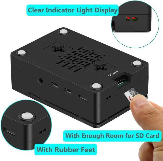 Alt view image 3 of 7 - Raspberry Pi 4 Case Raspberry Pi 4 Fan ABS Case with Cooling Fan / Raspberry Pi 4 Heatsink Simple Removable Top Cover for Pi 4 Model B / 4B