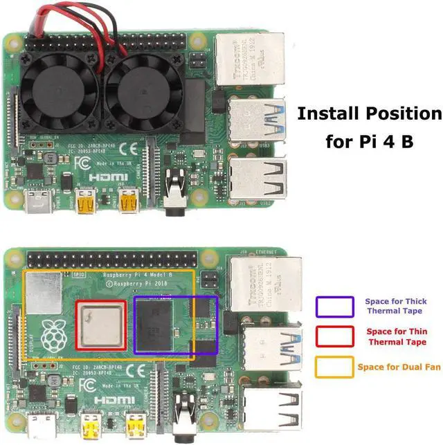 Alt view image 3 of 7 - Raspberry Pi 4 Fan Raspberry Pi Dual Fan with Raspberry Pi Heatsink Raspberry Pi Fan for Raspberry Pi 4 Model B 3B+ / Pi 3 B / Pi 2 B