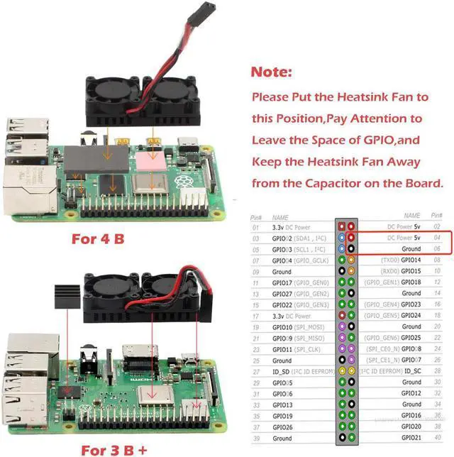 Alt view image 7 of 7 - Raspberry Pi 4 Fan Raspberry Pi Dual Fan with Raspberry Pi Heatsink Raspberry Pi Fan for Raspberry Pi 4 Model B 3B+ / Pi 3 B / Pi 2 B