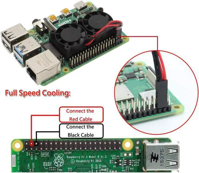 Alt view image 2 of 7 - Raspberry Pi 4 Fan Raspberry Pi Dual Fan with Raspberry Pi Heatsink Raspberry Pi Fan for Raspberry Pi 4 Model B 3B+ / Pi 3 B / Pi 2 B