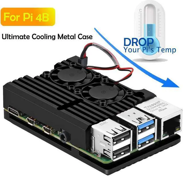 Main image of Raspberry Pi 4 Model B Case Raspberry Pi 4 Armor Case Metal Case with Dual Fan Aluminium Alloy Raspberry Pi 4 Fan Pi 4 Heatsink for Raspberry Pi 4 Model B / Pi 4B