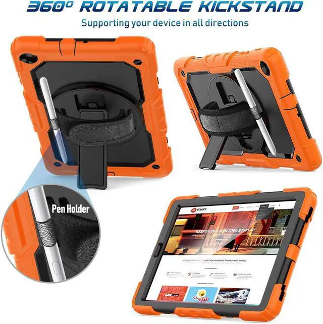 Alt view image 5 of 7 - Werleo Samsung Galaxy Tab A 10.1 2019 Case T510 T515 Cover Three Layer Hybrid Drop Protection Case with 360 Rotating Stand / Hand Strap & Stylus Pencil Holder for Samsung Galaxy Tab A 10.1 inch