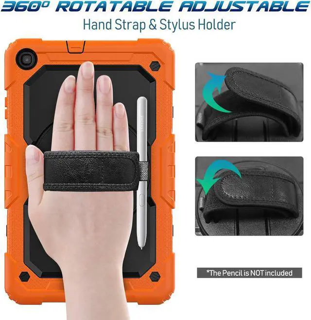 Alt view image 3 of 7 - Werleo Samsung Galaxy Tab A 10.1 2019 Case T510 T515 Cover Three Layer Hybrid Drop Protection Case with 360 Rotating Stand / Hand Strap & Stylus Pencil Holder for Samsung Galaxy Tab A 10.1 inch