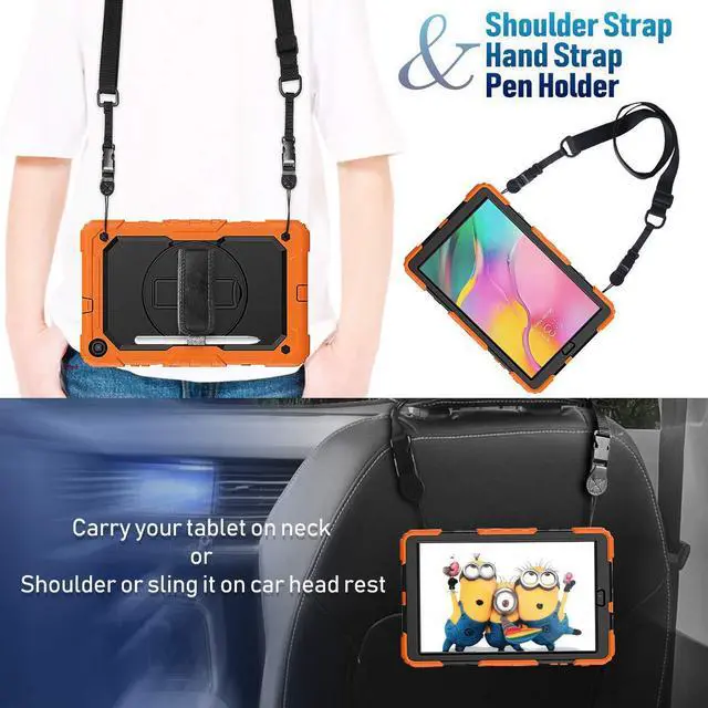 Alt view image 6 of 7 - Werleo Samsung Galaxy Tab A 10.1 2019 Case T510 T515 Cover Three Layer Hybrid Drop Protection Case with 360 Rotating Stand / Hand Strap & Stylus Pencil Holder for Samsung Galaxy Tab A 10.1 inch