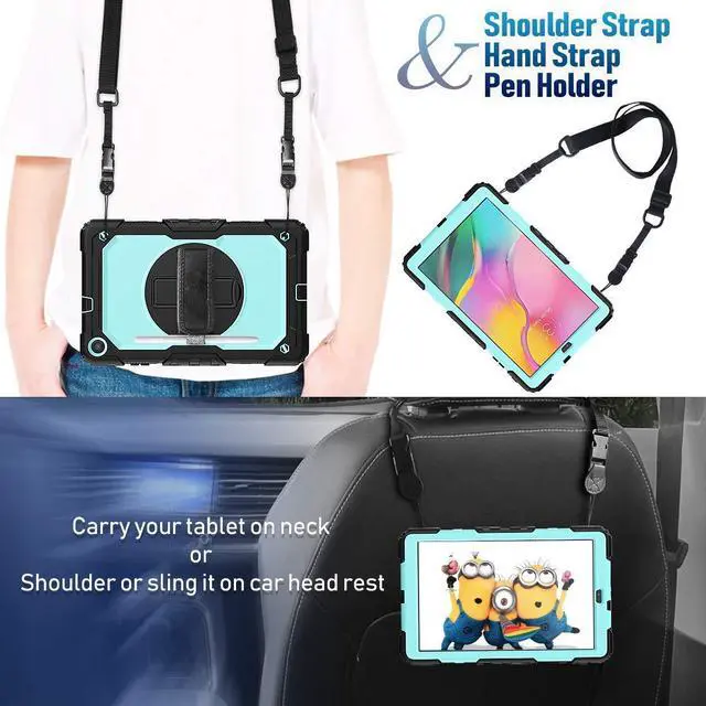 Alt view image 5 of 7 - Werleo Samsung Galaxy Tab A 10.1 2019 Case T510 T515 Cover Three Layer Hybrid Drop Protection Case with 360 Rotating Stand / Hand Strap & Stylus Pencil Holder for Samsung Galaxy Tab A 10.1 inch