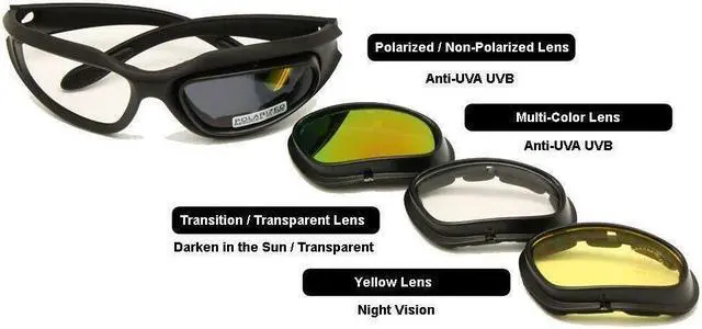 Alt view image 2 of 7 - Daisy C5 Polarized Army Goggles Cycling Glasses Military Sunglasses 4 Lens Kit Sunglasses