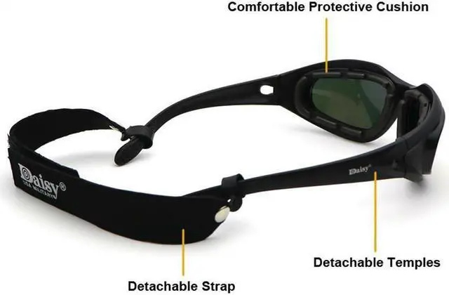 Alt view image 7 of 7 - Daisy C5 Polarized Army Goggles Cycling Glasses Military Sunglasses 4 Lens Kit Sunglasses