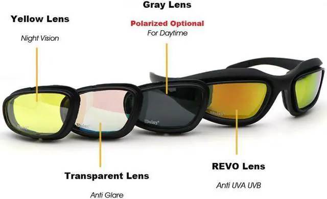 Alt view image 5 of 7 - Daisy C5 Polarized Army Goggles Cycling Glasses Military Sunglasses 4 Lens Kit Sunglasses
