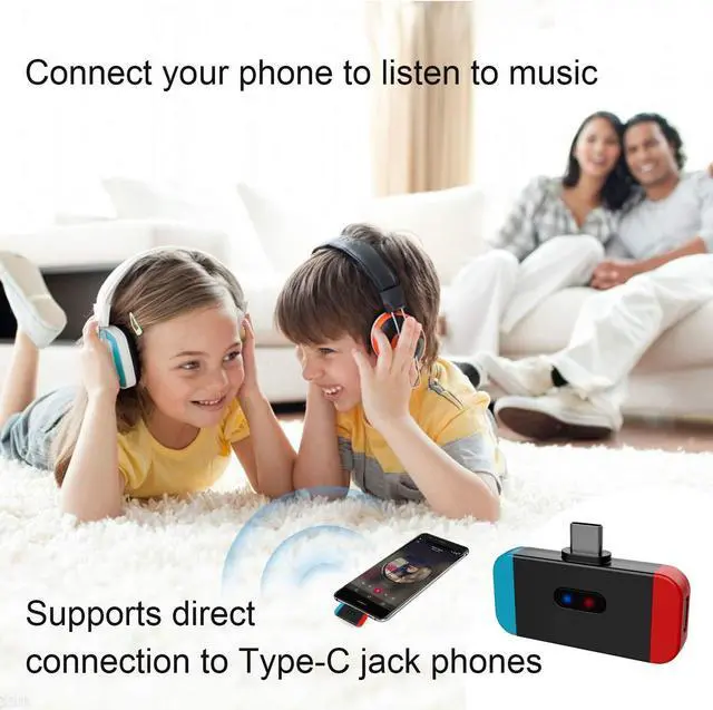 Alt view image 6 of 7 - Bluetooth 5.0 Audio Transmitter Adapter with USB C Plug & Play Pass-Through PD High Speed Charging Support in Game Voice Chat for Nintendo Switch Sony PS4