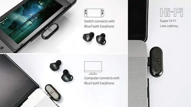 Alt view image 5 of 7 - GuliKit ROUTE+ PRO Bluetooth Transmitter Wireless Audio USB-C Adaptor or Receiver With Voice Transmission - Must Have Gaming Accessory For Wireless Headset to Work With Nintendo Switch and PC