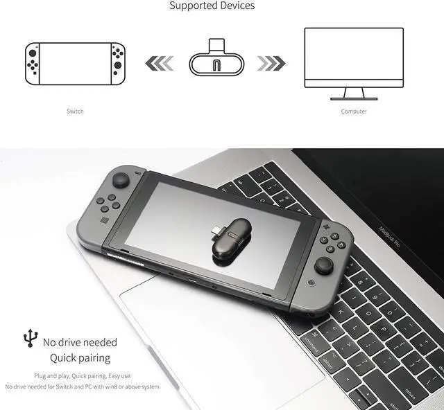 Alt view image 4 of 7 - GuliKit ROUTE+ PRO Bluetooth Transmitter Wireless Audio USB-C Adaptor or Receiver With Voice Transmission - Must Have Gaming Accessory For Wireless Headset to Work With Nintendo Switch and PC