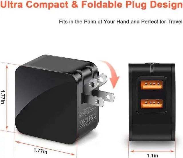 Alt view image 7 of 7 - USB Wall Charger Werleo Digital Travel Charger Fast Charging 2.4A Dual USB Port Charge Power Adapter with LED Display IC Smart Explosion Protection and Foldable Plug for iPhone Android Power Bank