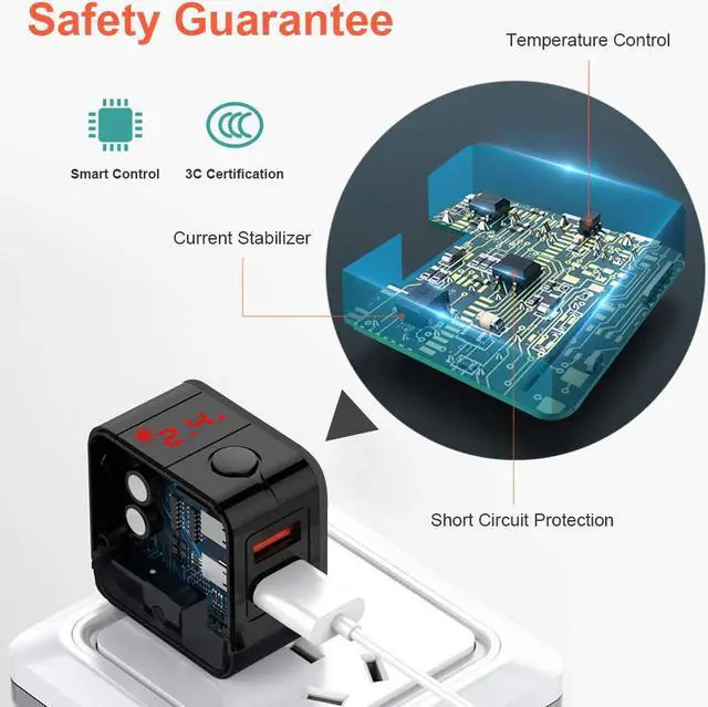 Alt view image 4 of 7 - USB Wall Charger Werleo Digital Travel Charger Fast Charging 2.4A Dual USB Port Charge Power Adapter with LED Display IC Smart Explosion Protection and Foldable Plug for iPhone Android Power Bank