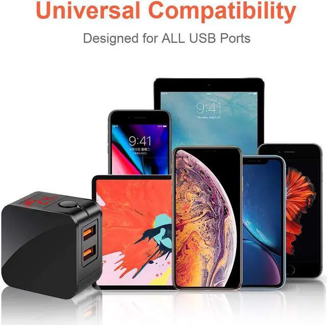 Alt view image 5 of 7 - USB Wall Charger Werleo Digital Travel Charger Fast Charging 2.4A Dual USB Port Charge Power Adapter with LED Display IC Smart Explosion Protection and Foldable Plug for iPhone Android Power Bank