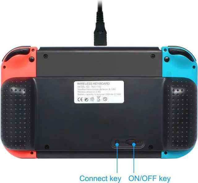 Alt view image 6 of 7 - Wireless Keyboard for Nintendo Switch Wireless Gamepad Chatpad Message Keyboard for Nintendo Switch 2.4G USB Rechargable Handheld Remote Control Keyboard for Nintendo Switch with a 2.4G Receiver