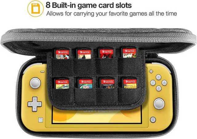 Alt view image 4 of 7 - Ultra Slim Case for Nintendo Switch Lite Original Patent Protective Portable Carrying Case Travel Storage Hard Shell with 8 Game Cartridges and Military Level Protection Gray