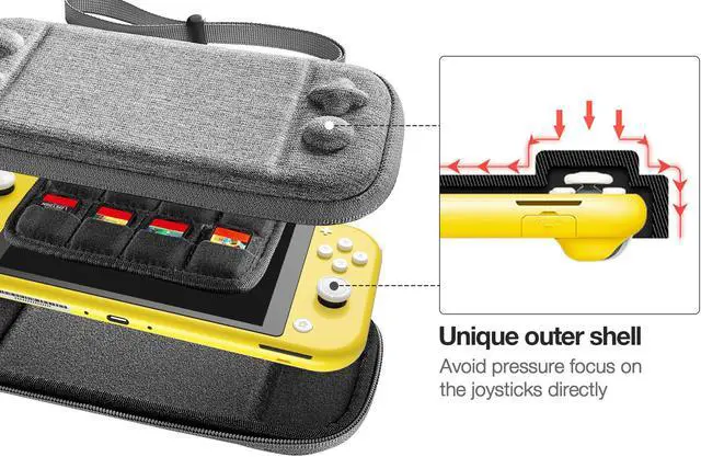 Alt view image 3 of 7 - Ultra Slim Case for Nintendo Switch Lite Original Patent Protective Portable Carrying Case Travel Storage Hard Shell with 8 Game Cartridges and Military Level Protection Gray
