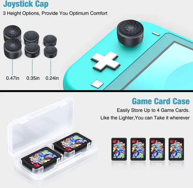 Alt view image 5 of 7 - Switch Accessories Bundle for Nintendo Switch Lite Switch Carry Case 2 pcs Screen Protector Switch Cover Case 6 Pcs Joystick Caps Game Card Case for Nintendo Switch Lite Accessories Kit