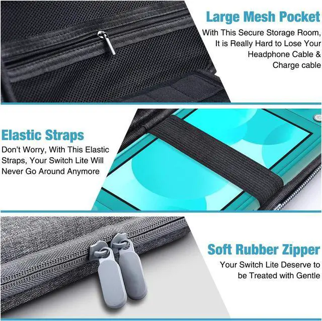 Alt view image 7 of 7 - Switch Accessories Bundle for Nintendo Switch Lite Switch Carry Case 2 pcs Screen Protector Switch Cover Case 6 Pcs Joystick Caps Game Card Case for Nintendo Switch Lite Accessories Kit