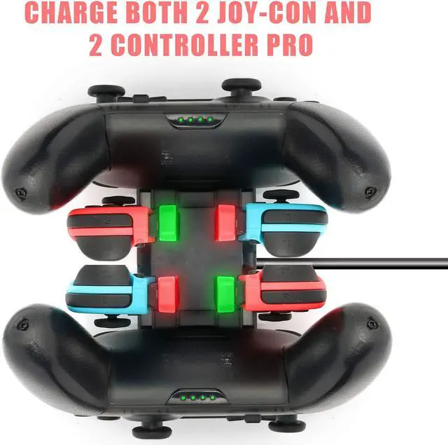 Alt view image 3 of 7 - Controller Charger Dock for Nintendo Switch 6 in 1 Charging Station for Nintendo Switch Joy-Con Controllers and Pro Controllers Black