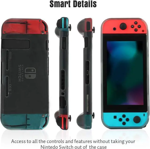 Alt view image 3 of 7 - Protective Case Cover for Nintendo Switch Comfortable Soft TPU Grip Case and Ergonomic Anti-Scratch Shock-Absorption Cover for Nintendo Switch 2017 with 8 Thumb Grips Caps