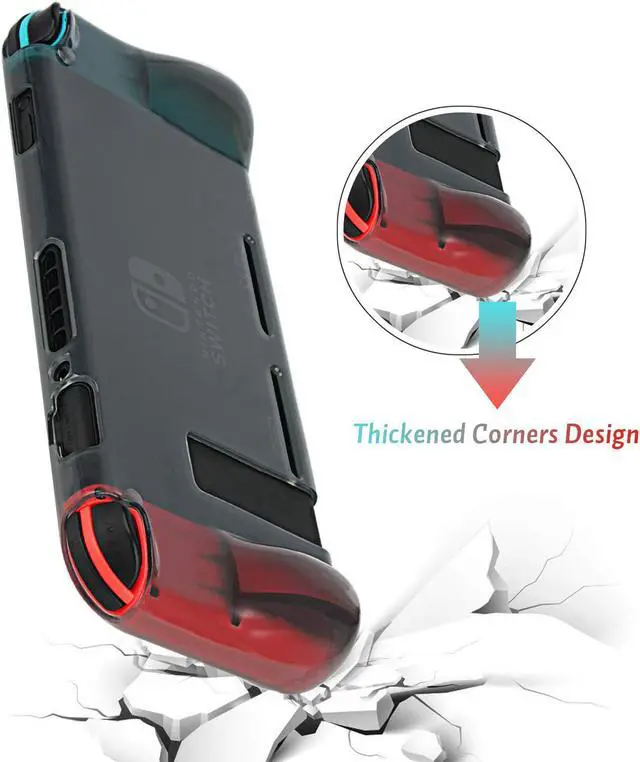 Alt view image 2 of 7 - Protective Case Cover for Nintendo Switch Comfortable Soft TPU Grip Case and Ergonomic Anti-Scratch Shock-Absorption Cover for Nintendo Switch 2017 with 8 Thumb Grips Caps