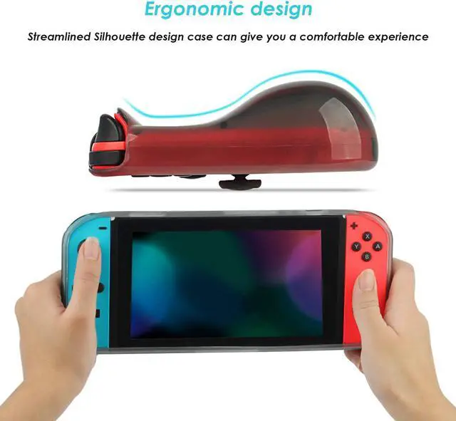 Alt view image 4 of 7 - Protective Case Cover for Nintendo Switch Comfortable Soft TPU Grip Case and Ergonomic Anti-Scratch Shock-Absorption Cover for Nintendo Switch 2017 with 8 Thumb Grips Caps