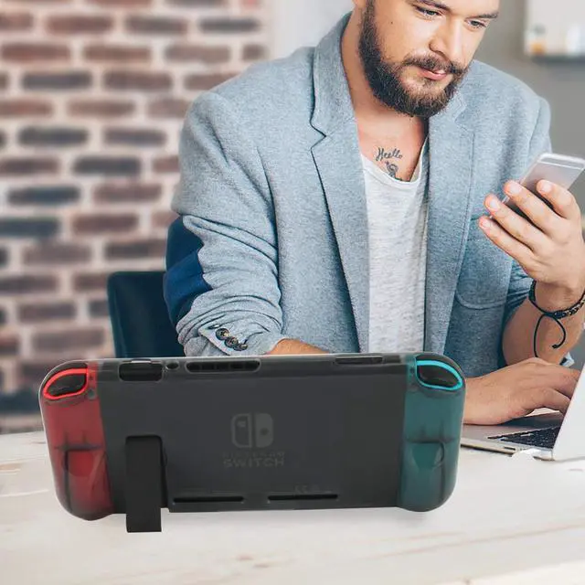 Alt view image 7 of 7 - Protective Case Cover for Nintendo Switch Comfortable Soft TPU Grip Case and Ergonomic Anti-Scratch Shock-Absorption Cover for Nintendo Switch 2017 with 8 Thumb Grips Caps