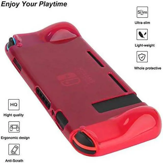 Alt view image 4 of 5 - Protective Case Cover for Nintendo Switch Comfortable Soft TPU Grip Case and Ergonomic Anti-Scratch Shock-Absorption Cover for Nintendo Switch 2017 with 8 Thumb Grips Caps