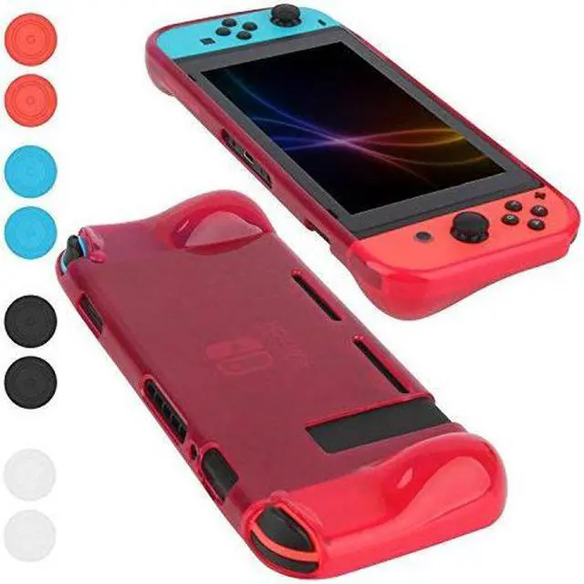 Alt view image 2 of 5 - Protective Case Cover for Nintendo Switch Comfortable Soft TPU Grip Case and Ergonomic Anti-Scratch Shock-Absorption Cover for Nintendo Switch 2017 with 8 Thumb Grips Caps