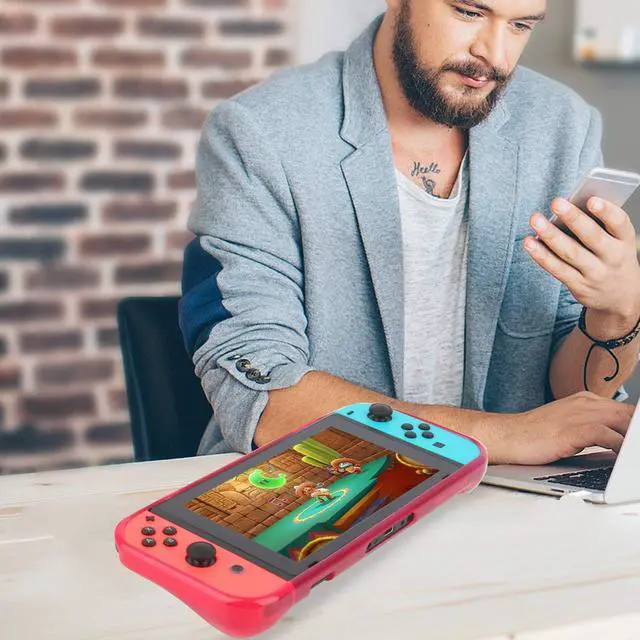 Alt view image 5 of 5 - Protective Case Cover for Nintendo Switch Comfortable Soft TPU Grip Case and Ergonomic Anti-Scratch Shock-Absorption Cover for Nintendo Switch 2017 with 8 Thumb Grips Caps