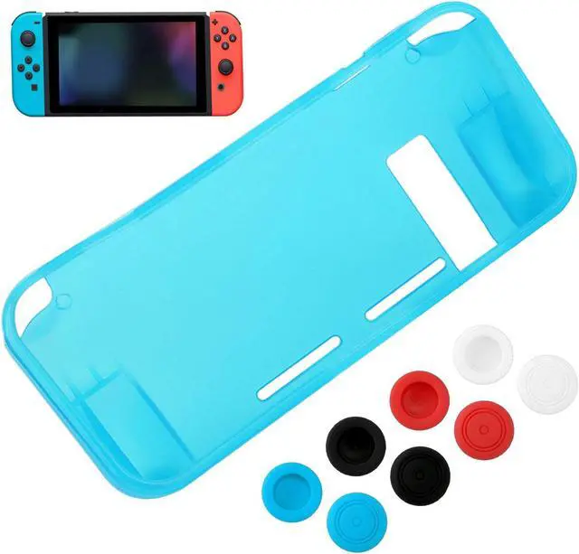 Alt view image 4 of 7 - Protective Case Cover for Nintendo Switch Comfortable Soft TPU Grip Case and Ergonomic Anti-Scratch Shock-Absorption Cover for Nintendo Switch 2017 with 8 Thumb Grips Caps