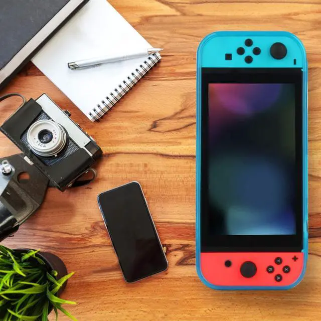 Alt view image 6 of 7 - Protective Case Cover for Nintendo Switch Comfortable Soft TPU Grip Case and Ergonomic Anti-Scratch Shock-Absorption Cover for Nintendo Switch 2017 with 8 Thumb Grips Caps