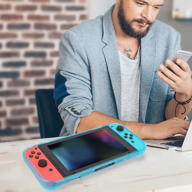 Alt view image 7 of 7 - Protective Case Cover for Nintendo Switch Comfortable Soft TPU Grip Case and Ergonomic Anti-Scratch Shock-Absorption Cover for Nintendo Switch 2017 with 8 Thumb Grips Caps