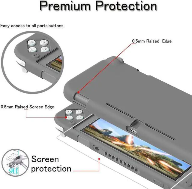 Alt view image 3 of 7 - Silicone Case for Nintendo Switch Lite Soft Cover for Nintendo Switch Lite with Tempered Glass Screen Protector