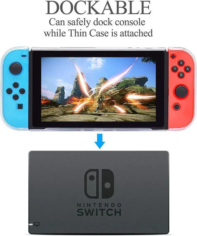 Alt view image 2 of 7 - Dockable Case for Nintendo Switch Protective Accessories Cover Case for Nintendo Switch and Nintendo Switch Joy-Con Controller with a Tempered Glass Screen Protector