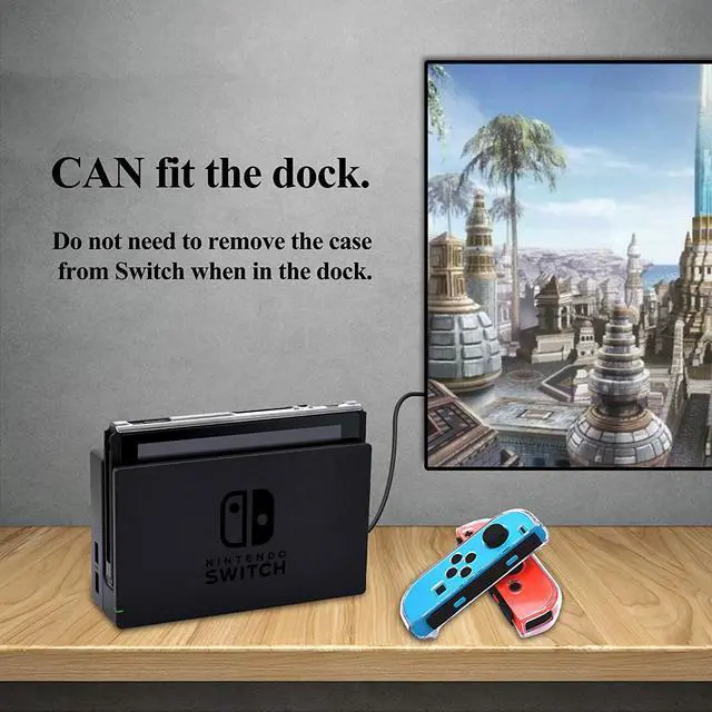 Alt view image 7 of 7 - Dockable Case for Nintendo Switch Protective Accessories Cover Case for Nintendo Switch and Nintendo Switch Joy-Con Controller with a Tempered Glass Screen Protector