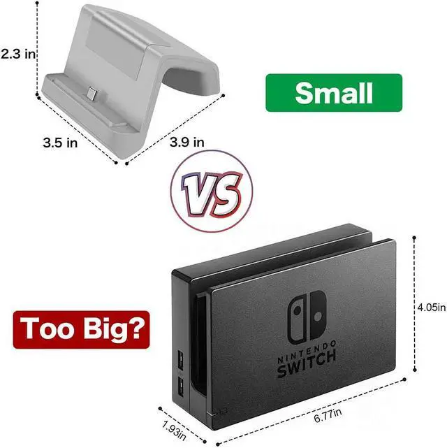 Alt view image 2 of 6 - Nintendo Switch Dock Mini Portable Charging Stand with USB Type C Port Replacement Charging Dock Station for Nintendo Switch and Switch Lite