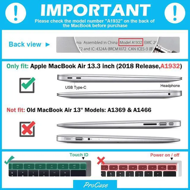 Alt view image 2 of 7 - MacBook Air 13 Inch Case 2019 2018 Release A1932 Heavy Duty Slim Hard Shell Dual Layer Protective Cover with Fold Kickstand for Apple MacBook Air 13 Retina with Touch ID