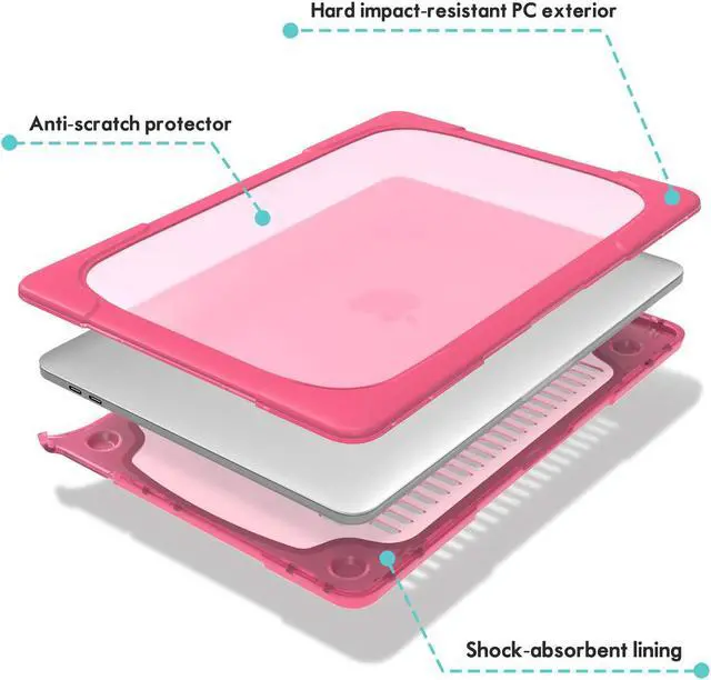 Alt view image 6 of 7 - MacBook Air 13 Inch Case 2018 Release A1932 Heavy Duty Slim Hard Shell Dual Layer Protective Cover with Fold Kickstand for Apple MacBook Air 13 Retina with Touch ID