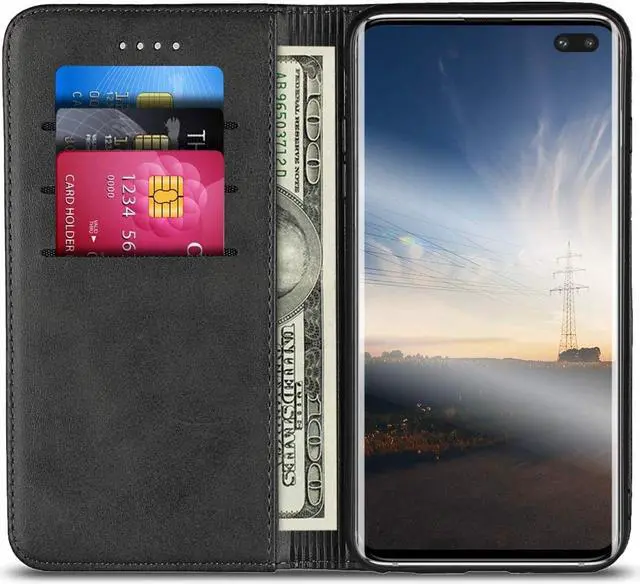 Alt view image 2 of 7 - Galaxy S10 Plus Wallet Premium Leather Folio Case with Kickstand Card Slots Magnetic Closure Flip Notebook Cover TPU Interior Case Compatible with Galaxy S10 Plus