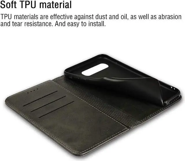 Alt view image 4 of 7 - Galaxy S10 Plus Wallet Premium Leather Folio Case with Kickstand Card Slots Magnetic Closure Flip Notebook Cover TPU Interior Case Compatible with Galaxy S10 Plus