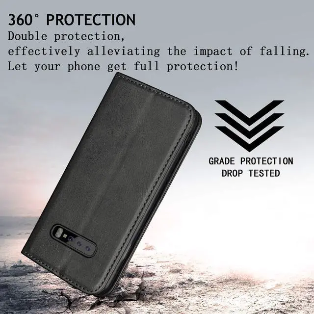 Alt view image 3 of 7 - Galaxy S10 Plus Wallet Premium Leather Folio Case with Kickstand Card Slots Magnetic Closure Flip Notebook Cover TPU Interior Case Compatible with Galaxy S10 Plus