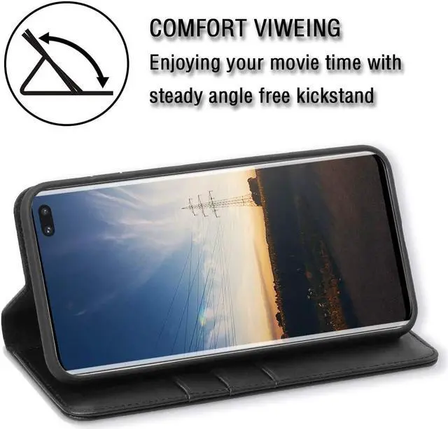 Alt view image 5 of 7 - Galaxy S10 Plus Wallet Premium Leather Folio Case with Kickstand Card Slots Magnetic Closure Flip Notebook Cover TPU Interior Case Compatible with Galaxy S10 Plus