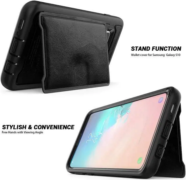 Alt view image 4 of 6 - Galaxy S10e Case Sumsung S10e Wallet Card Slots Holders Kickstand Flip Cover Bumper PU Leather TPU Rubber Hard PC Frame Magnetic Slim Shockproof Durable Shockproof Protective Case Cover