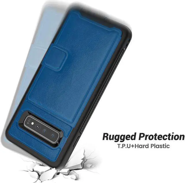 Alt view image 2 of 6 - Galaxy S10e Case Sumsung S10e Wallet Card Slots Holders Kickstand Flip Cover Bumper PU Leather TPU Rubber Hard PC Frame Magnetic Slim Shockproof Durable Shockproof Protective Case Cover