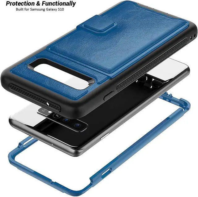 Alt view image 3 of 6 - Galaxy S10e Case Sumsung S10e Wallet Card Slots Holders Kickstand Flip Cover Bumper PU Leather TPU Rubber Hard PC Frame Magnetic Slim Shockproof Durable Shockproof Protective Case Cover